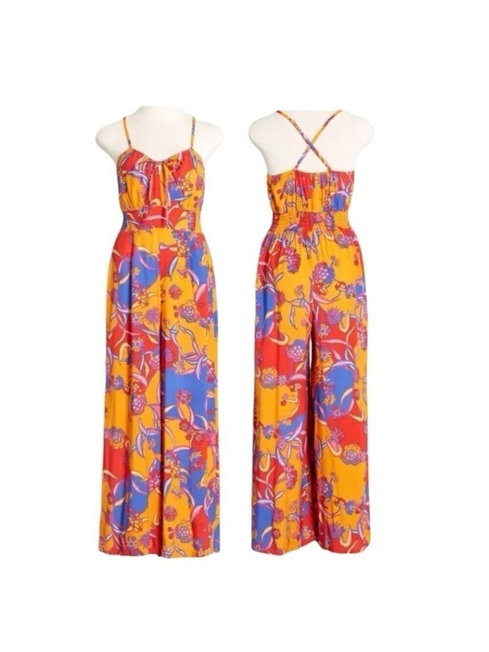 Modcloth NWT For the Love of Festival Season Jumpsuit Bali Floral Red Size 2